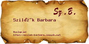 Szilák Barbara névjegykártya